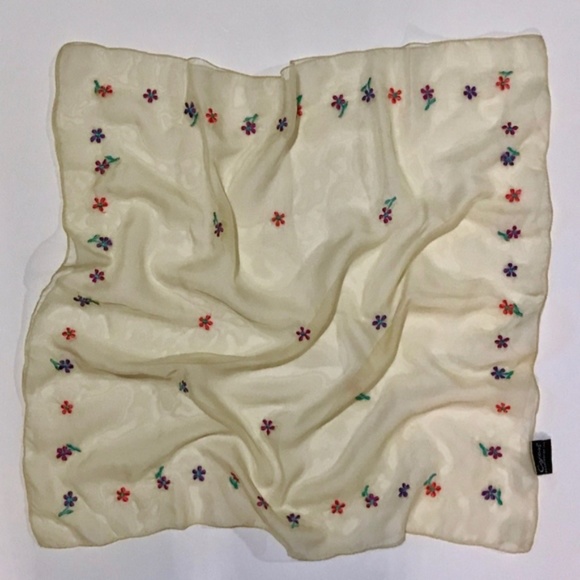 Three Scarf Collection Cream Olive Grey Floral - Picture 2 of 8
